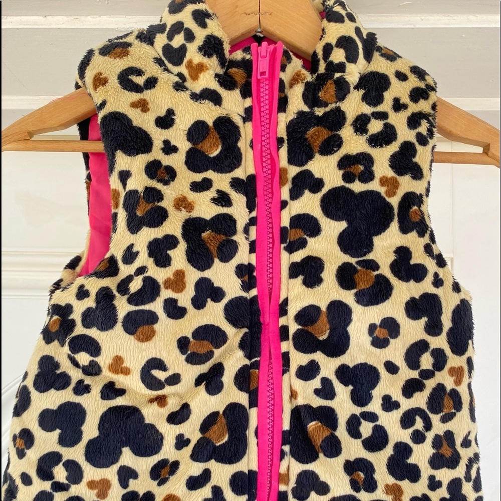 Disney Girls Mickey Mouse Cheetah Vest Fur Animal Print Size 7/8 Walt Disney